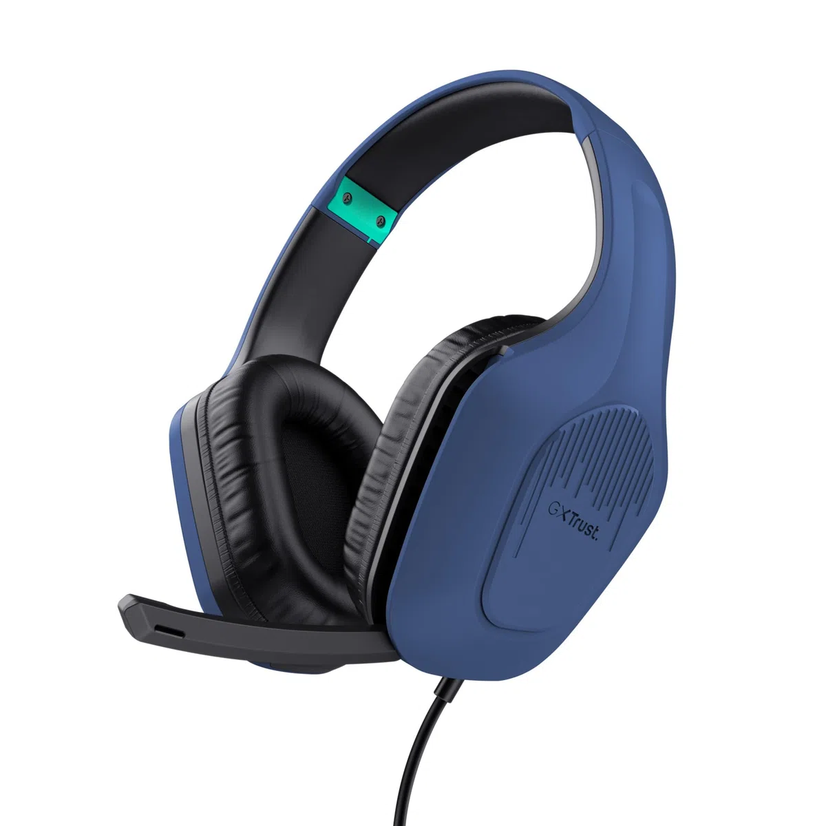 Trust Gaming GXT 415B Zirox Ligeros Cascos Gaming con Drivers de 50 mm para PC, Xbox, PS4, PS5, Switch, Mobile, Conexión 3.5 mm, Micrófono Plegable, Auriculares Over-Ear con Cable 2m - Azul