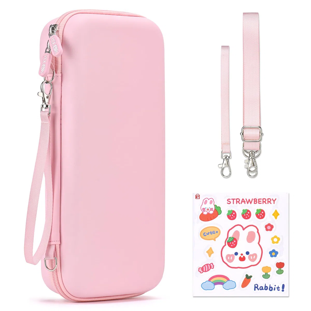 Younik Switch 2 Funda Para NS Switch 2 (2025), Funda de Transporte con 19 Ranuras para Tarjetas de Juego, 4 in 1 Switch 2 Accesorios Incluye Correa para el Hombro, Correa de muñeca y calcomanías