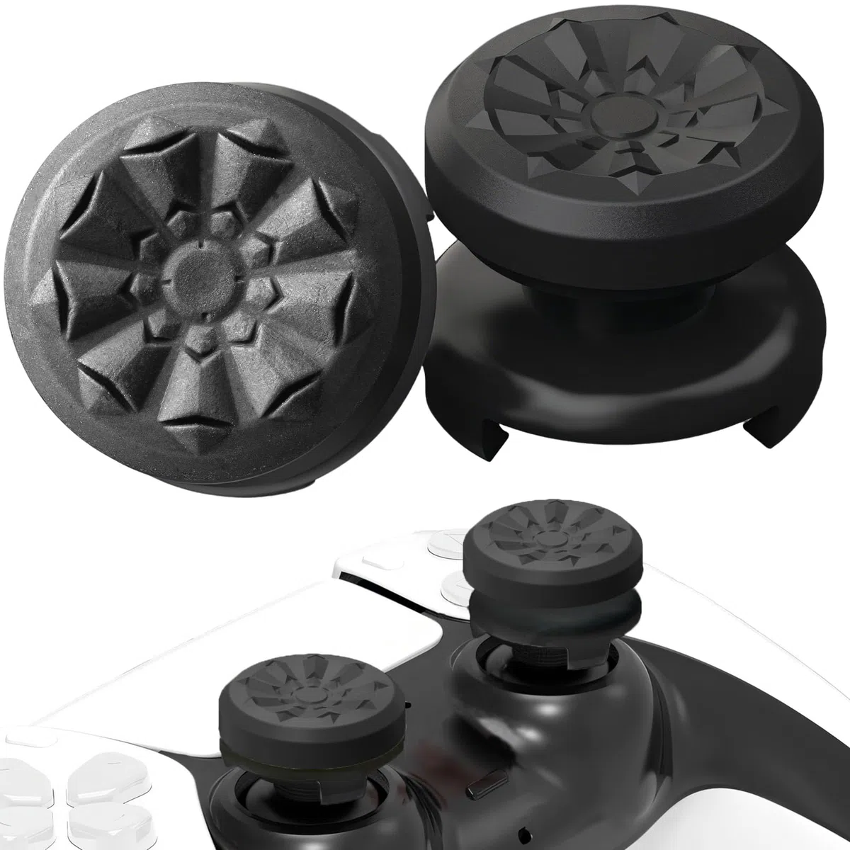 TEUVO Joystick Thumbstick Grips para PS5 Joystick PS4 Joystick, Objetivo Asistir Silicona Tapa para PS5 Mando Ayuda con Control, Reducir Pulgarcito Fatiga para PS5 Controller Accesorios, Negro, 2 Pcs