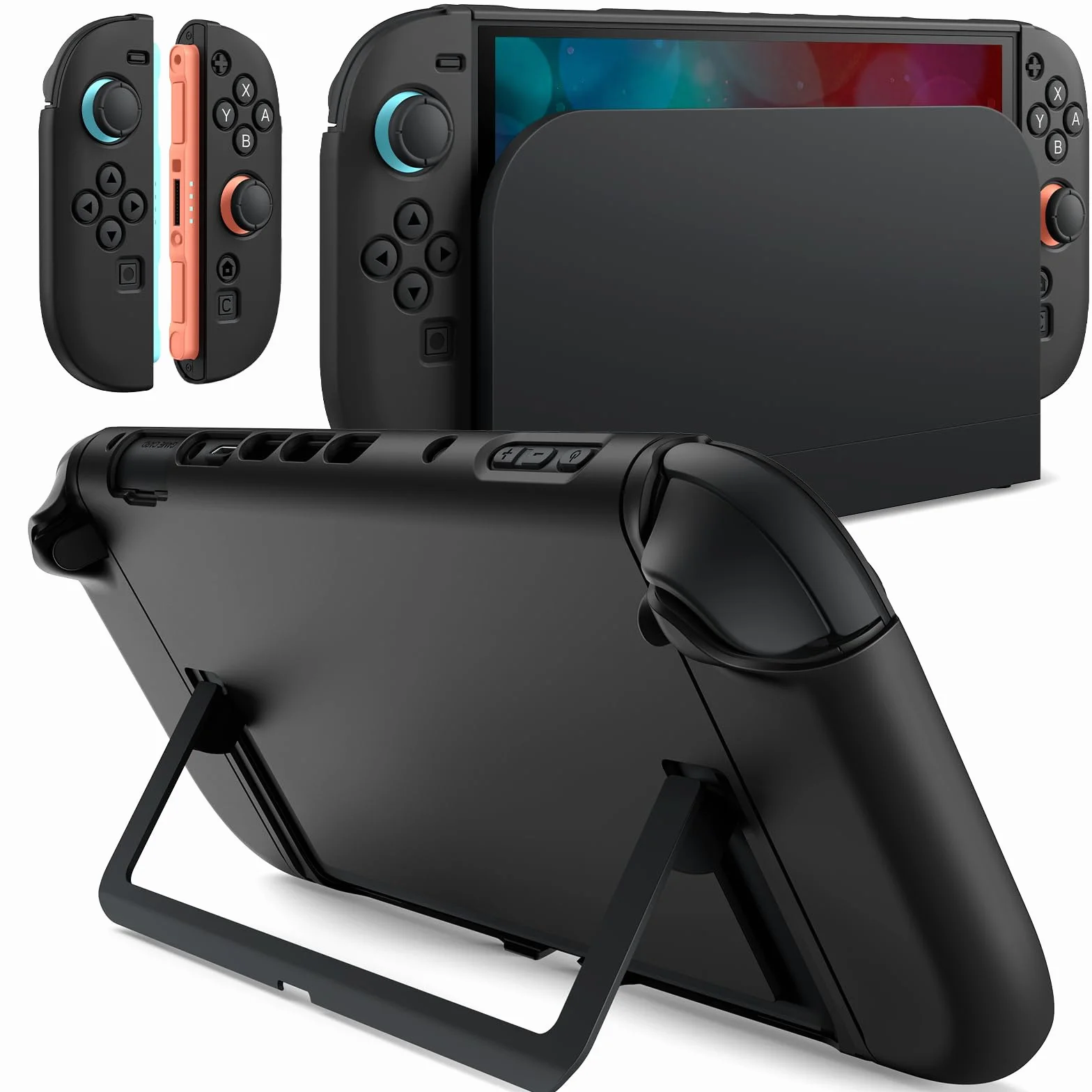 JETech Funda Slim Acoplable para Nintendo Switch 2 (2025) 7,9 Pulgadas, Carcasa Agarre TPU Suave para Joy-con Desmontable, Caparazón Mate Portátil Respaldo PC, Anti-Arañazos (Negro)